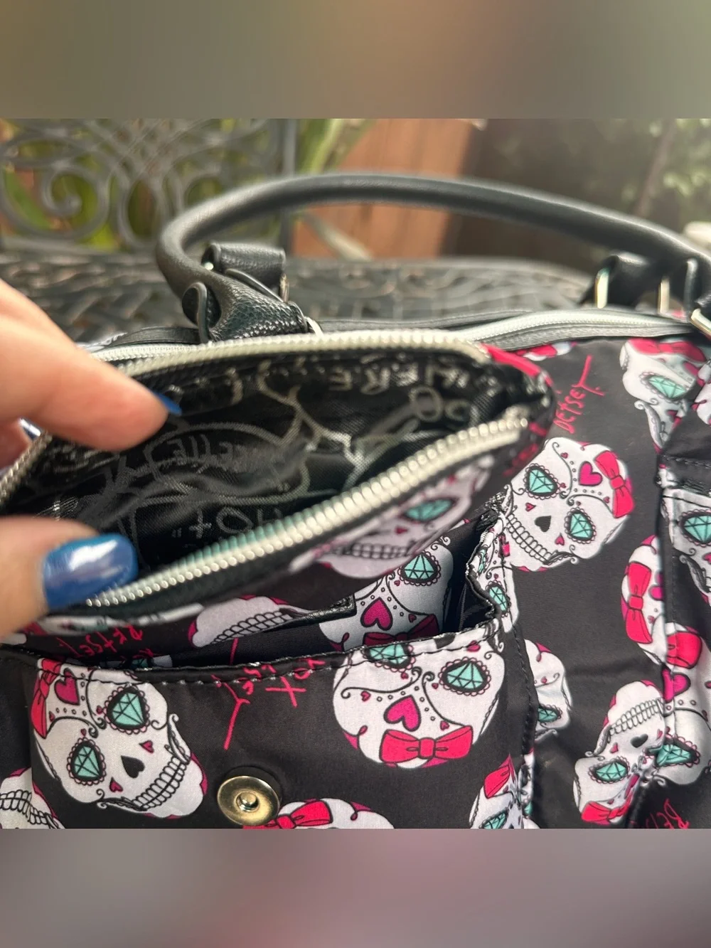 NWT Betsey Johnson Sugar Skulls Horizon Pocket Satchel Crossbody Shoulder Bag
